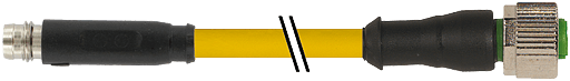 Murrelektronik. M8 MALE SNAP-IN / M12 FEMALE 0° SCREW-IN PUR 3x0.25 YELLOW, 0.3m - 7000-88361-0200030