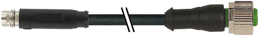 Murrelektronik. M8 MALE SNAP-IN / M12 FEMALE 0° SCREW-IN PUR 3x0.25 black UL/CSA, drag ch 0.3m - 7000-88361-6300030