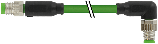 Murrelektronik. M8 MALE 0° / M8 MALE 90° SHIELD, ETHERCAT PUR 1x4x0,155 shield gn UL/CSA, drag ch 10m - 7000-89711-7911000