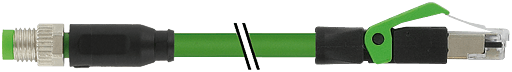 Murrelektronik. M8 male 0° / RJ45 male 0° shielded EC PUR 1x4xAWG26 shielded gn UL/CSA+drag chain 80m - 7000-89721-7918000