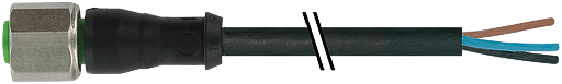 Murrelektronik. M12 FEMALE 0° 3 POLE DUAL-KEYWAY PUR 3X0.75 black UL/CSA, drag ch 10m - 7000-20111-6361000