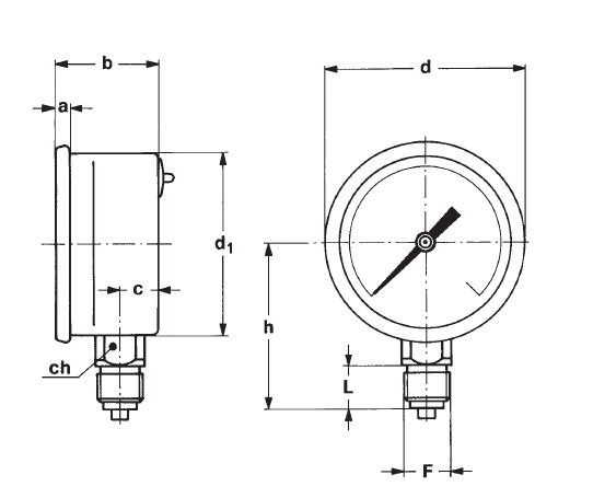 Манометр с жидкостной трубкой Бурдона игольчатый процесс для жидкостей MGS10 DN50 NUOVA FIMA