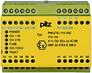 Pilz. Реле безопасности PNOZ X – E-STOP, защитная дверь, световая решетка - PNOZ EX 115VAC 3n/o 1n/c - 774104