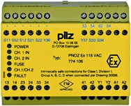 Pilz. Реле безопасности PNOZ X – E-STOP, защитная дверь, световая решетка - PNOZ EX 115VAC 3n/o 1n/c FM/USA - 774106