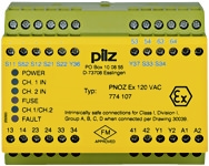 Pilz. Реле безопасности PNOZ X – E-STOP, защитная дверь, световая решетка - PNOZ EX 120VAC 3n/o 1n/c FM/USA - 774107