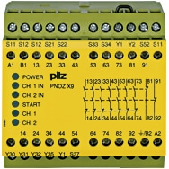 Pilz. Реле безопасности PNOZ X – E-STOP, защитная дверь, световая решетка - PNOZ X9 24VAC 24VDC 7n/o 2 n/c 2so - 774609