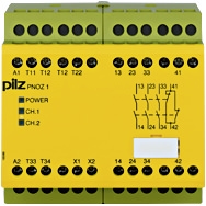 Pilz. Реле безопасности PNOZ X – E-STOP, защитная дверь, световая решетка - PNOZ 1 24VDC  3n/o 1n/c - 775695
