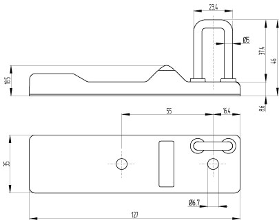 Dimensional drawing (actuator)