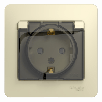 Schneider Electric. Glossa - одна розетка - бок.вых.заземл - 2P + E - 16 A - IP44 - бежевый - GSL000248