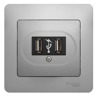 Schneider Electric. Glossa - USB розетка - 5 В пост.ток - алюминий - GSL000332