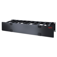 Schneider Electric. High density 2U, 6-in (150-mm) deep, horizontal cable manager with cover. Features cable tie-off and cable access slots in the backplate for front to back cable pass-through. - AR8606