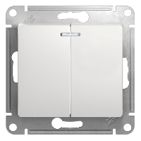 Schneider Electric. Glossa - 1-полюсн. 2-клавиш.выкл. с ламп. - механизм - 10 AX - белый - GSL000153