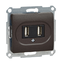 Schneider Electric. GLOSSA USB РОЗЕТКА, в сборе,ШОКОЛАД - GSL000832