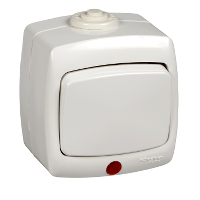 Schneider Electric. Рондо - переключатель с инд. - откр. уст. - 1-кл. - 10А - белый - IP44 - VA610-129B-BI
