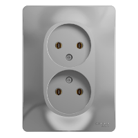 Schneider Electric. Glossa - двойная розетка - без заземл. - 2P - 16 A - алюминий - GSL000320
