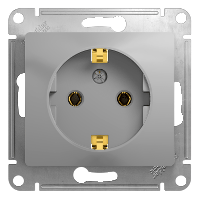Schneider Electric. Glossa - одна розетка - бок.вых.заземл - 2P + E - 16 A - алюминий - GSL000343