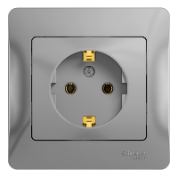 Schneider Electric. Glossa - одна розетка - бок.вых.заземл - 2P + E - 16 A - алюминий - GSL000342