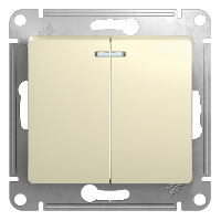 Schneider Electric. Glossa - 1-полюсн. 2-клавиш.выкл. с ламп. - механизм - 10 AX - бежевый - GSL000253