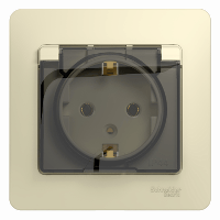 Schneider Electric. Glossa - одна розетка - бок.вых.заземл - 2P + E - 16 A - крышка - бежевый - GSL000246