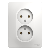 Schneider Electric. Glossa - двойная розетка - без заземл. - 2P - 16 A - белый - GSL000120