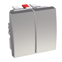 Schneider Electric. ПЕРЕКЛЮЧАТЕЛЬ 2X-КЛАВИШНЫЙ 16A МЕТАЛЛИК - Altira - ALB46056