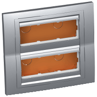 Schneider Electric. Altira - flush concentration box - 2 x 3 func 45x45 - depth 56,25mm - aluminium - Altira - ALB46476N
