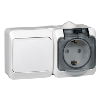 Schneider Electric. ЭТЮД IР44 О/У БЛОК: РОЗ. з/к со шт. 16А 250B, ВЫКЛ.1-клав.10А, БЕЛЫЙ, Россия - Этюд - BPA16-241B
