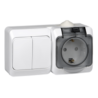Schneider Electric. ЭТЮД IР44 О/У БЛОК: РОЗ. з/к со шт. 16А 250B, ВЫКЛ.2-клав.10А, БЕЛЫЙ, Россия - Этюд - BPA16-242B