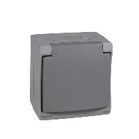 Schneider Electric. Розетка с з/к с крышкой, о/у, в сборе, серый IP55 - Mureva - ENN36031