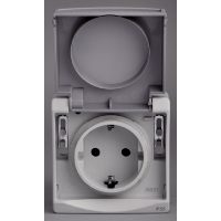 Schneider Electric. Розетка с з/к с крышкой, комб. В блок, о/у, в сборе, серый IP55 - Mureva - ENN38031