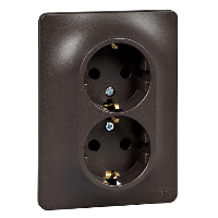 Schneider Electric. GLOSSA РОЗЕТКА двойная с заземлением, в сборе, ШОКОЛАД - Glossa - GSL000824