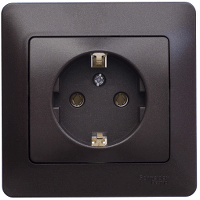 Schneider Electric. GLOSSA РОЗЕТКА с заземлением, в сборе, ШОКОЛАД - Glossa - GSL000842