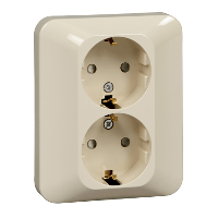 Schneider Electric. Двойная розетка с з/к, шторки, беж - Merten System M - MTN2320-1244