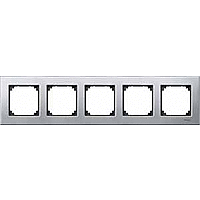 Schneider Electric. РАМКА МЕТАЛ.5-МЕСТНАЯ ПЛАТ.СЕРЕБ - Merten System M - MTN403560