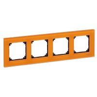 Schneider Electric. РАМККА СТЕКЛЯН.4-МЕСТНАЯ ОРАНЖ.КАЛЬЦИТ - Merten System M - MTN404402