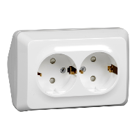 Schneider Electric. ЭТЮД O/У двойная угловая РОЗЕТКА с заземлением со шторками 16А, БЕЛЫЙ, Россия - Этюд - PA16-108B