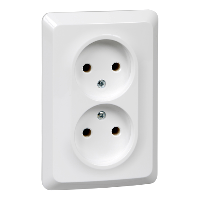 Schneider Electric. ЭТЮД С/У двойная РОЗЕТКА без заземления без шторок 16А 250B, БЕЛЫЙ, Россия - Этюд - PC16-105B