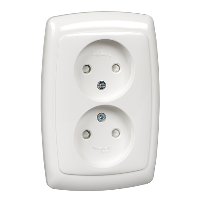Schneider Electric. РОНДО С/У РОЗЕТКА двойная без заземления со штороками 16А, 250В, БЕЛЫЙ. Россия - Рондо - RS16-225-BI