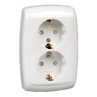 Schneider Electric. РОНДО С/У РОЗЕТКА двойная с заземлением со шторками 16А, 250В, БЕЛЫЙ. Россия - Рондо - RS16-226-BI
