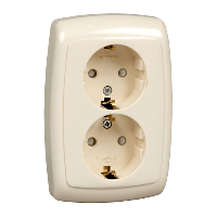 Schneider Electric. РОНДО С/У РОЗЕТКА двойная с заземлением со шторками16А, 250В, СЛ. КОСТЬ. Россия - Рондо - RS16-226-SI