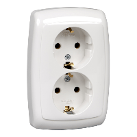 Schneider Electric. РОНДО С/У РОЗЕТКА двойная с заземлением без шторок 16А, 250В, БЕЛЫЙ. Россия - Рондо - RS16-228-BI