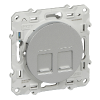 Schneider Electric. Компьютерная розетка - 2 розетки - RJ45 cat.5 UTP - алюминий - Odace - S53R481