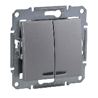 Schneider Electric. Выкл. 2кл. cx.5 с синей.подсв., алюм - Sedna - SDN0300360