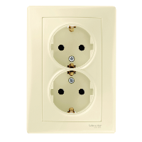 Schneider Electric. Розетка двойная с з/к шторки, беж - Sedna - SDN3000747