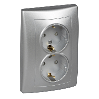 Schneider Electric. Розетка двойная с з/к шторки, алюм - Sedna - SDN3000760