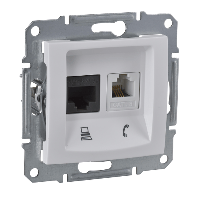 Schneider Electric. Телеф.+компь.роз.кат 5е неэкр.UTP, бел. - Sedna - SDN5100121