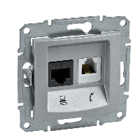 Schneider Electric. Телеф.+компь.роз.кат 5е неэкр UTP, алюм. - Sedna - SDN5100160