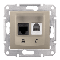 Schneider Electric. Телеф.+компьют. розетка, титан - Sedna - SDN5100168