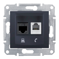Schneider Electric. Телеф.+компьют. розетка, графит - Sedna - SDN5100170