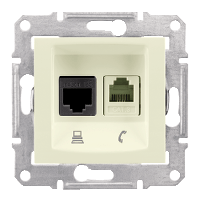 Schneider Electric. Телеф.+компьют.роз.кат 6 UTP, беж. - Sedna - SDN5200147